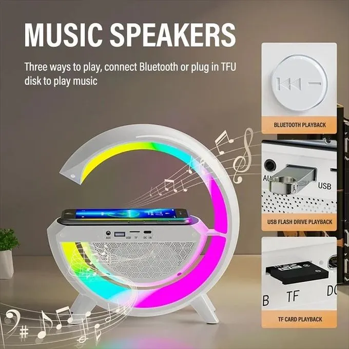 Haut-Parleur Bluetooth avec LAMPE LED 6 EN 1 + CHARGEUR SANS FIL BT-3401