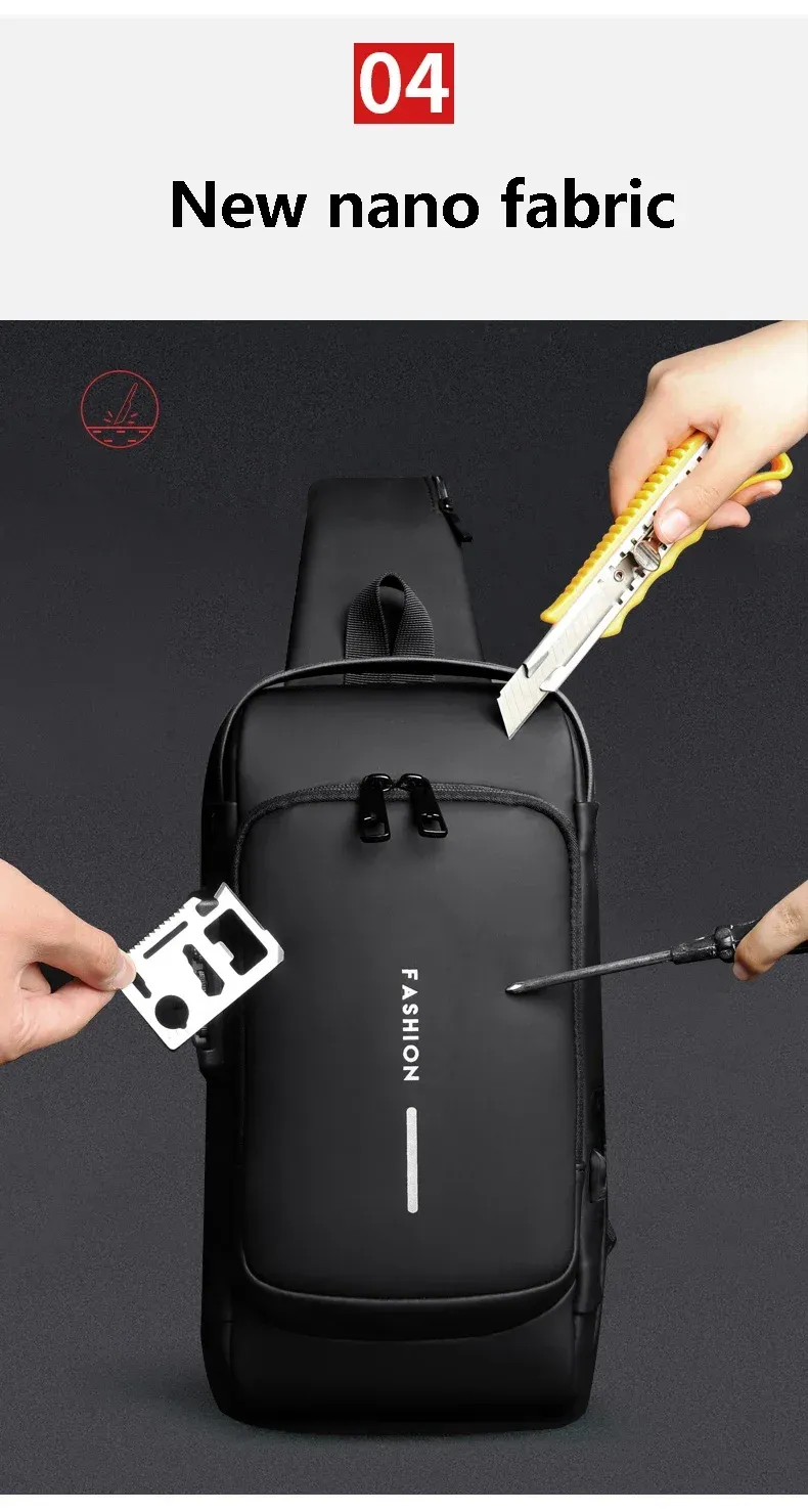 Men's Multifunction Anti-theft USB Shoulder Bag Man Crossbody