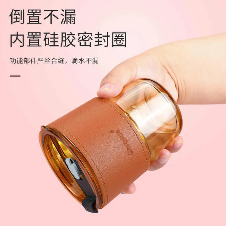 Tasse en verre avec couvercle et pailles anti-fuite